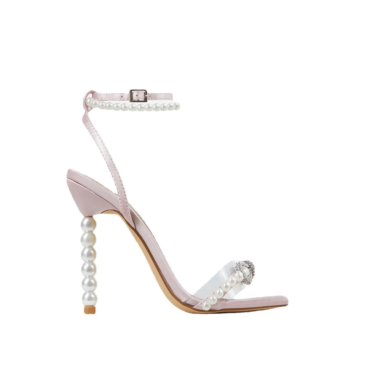 Diamond Pearl Bow Stiletto Heels with Pearl Heel