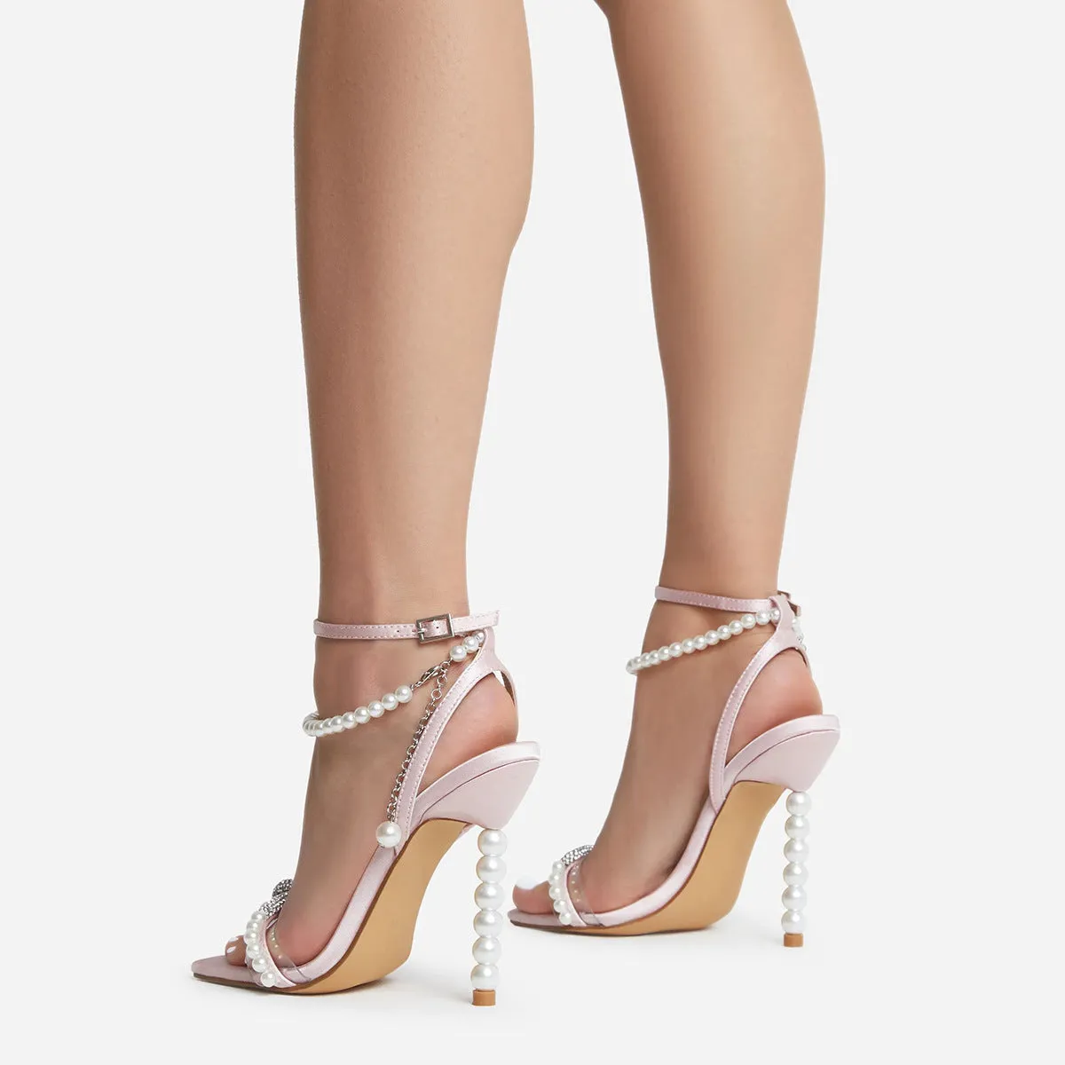 Diamond Pearl Bow Stiletto Heels with Pearl Heel