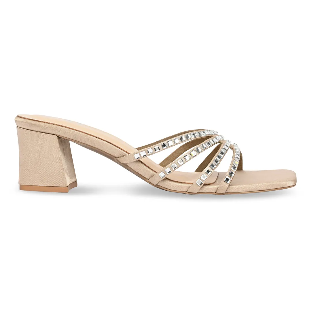 Diamond Strapped Satin Heels