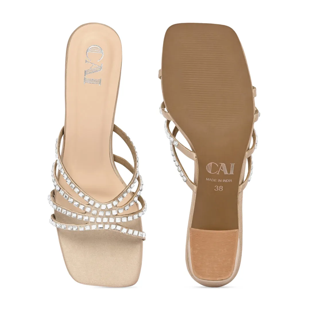 Diamond Strapped Satin Heels