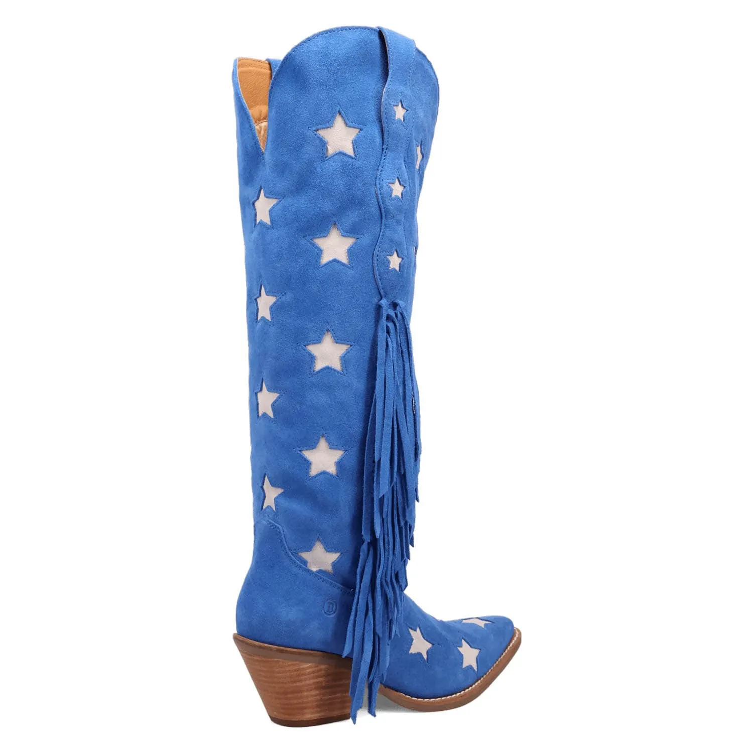 Dingo Womens Super Star Blue Suede Cowboy Boots