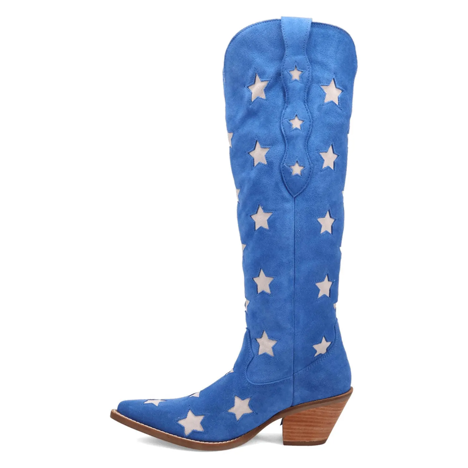 Dingo Womens Super Star Blue Suede Cowboy Boots