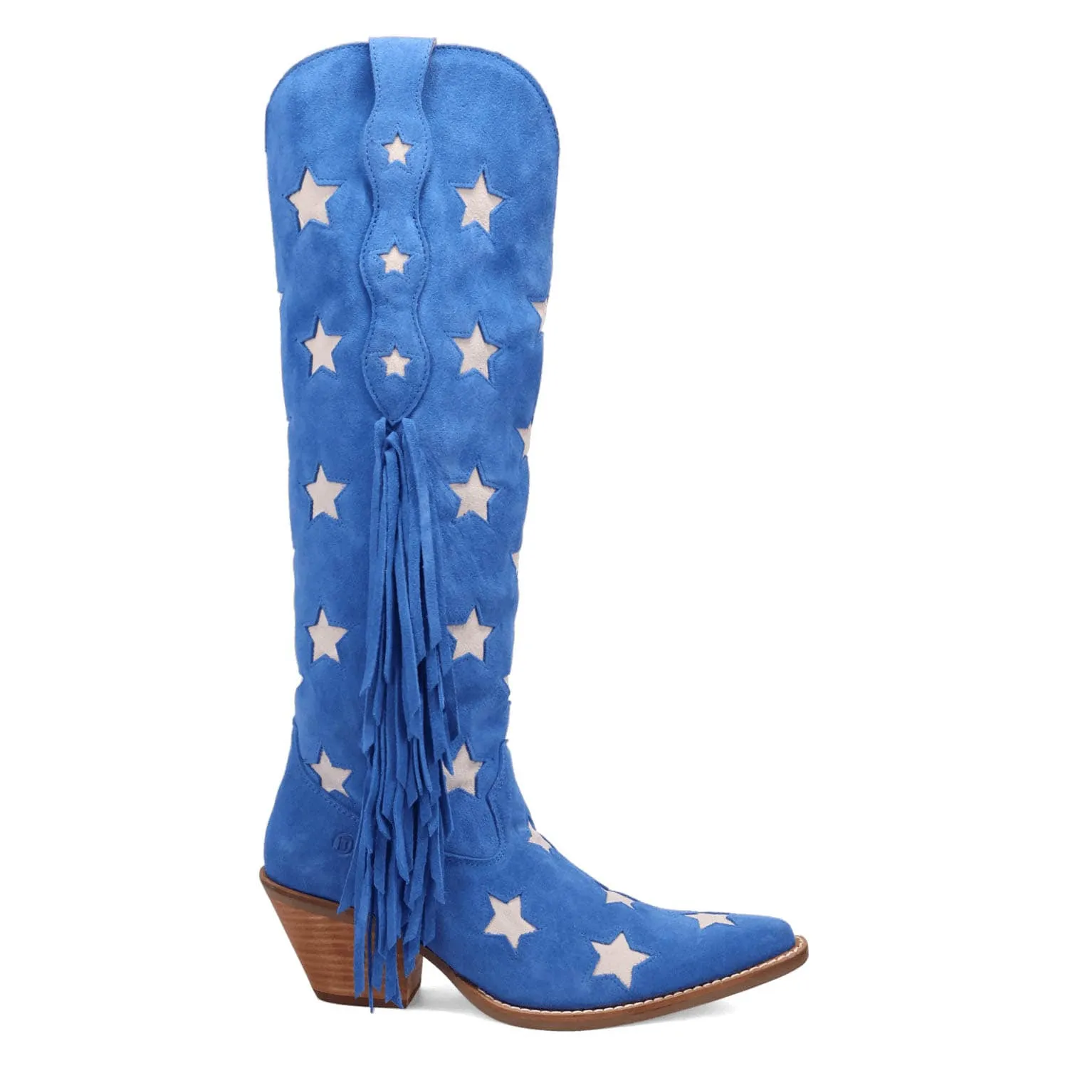 Dingo Womens Super Star Blue Suede Cowboy Boots