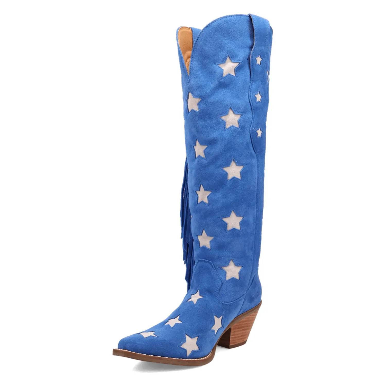 Dingo Womens Super Star Blue Suede Cowboy Boots