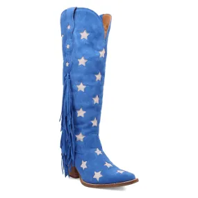 Dingo Womens Super Star Blue Suede Cowboy Boots