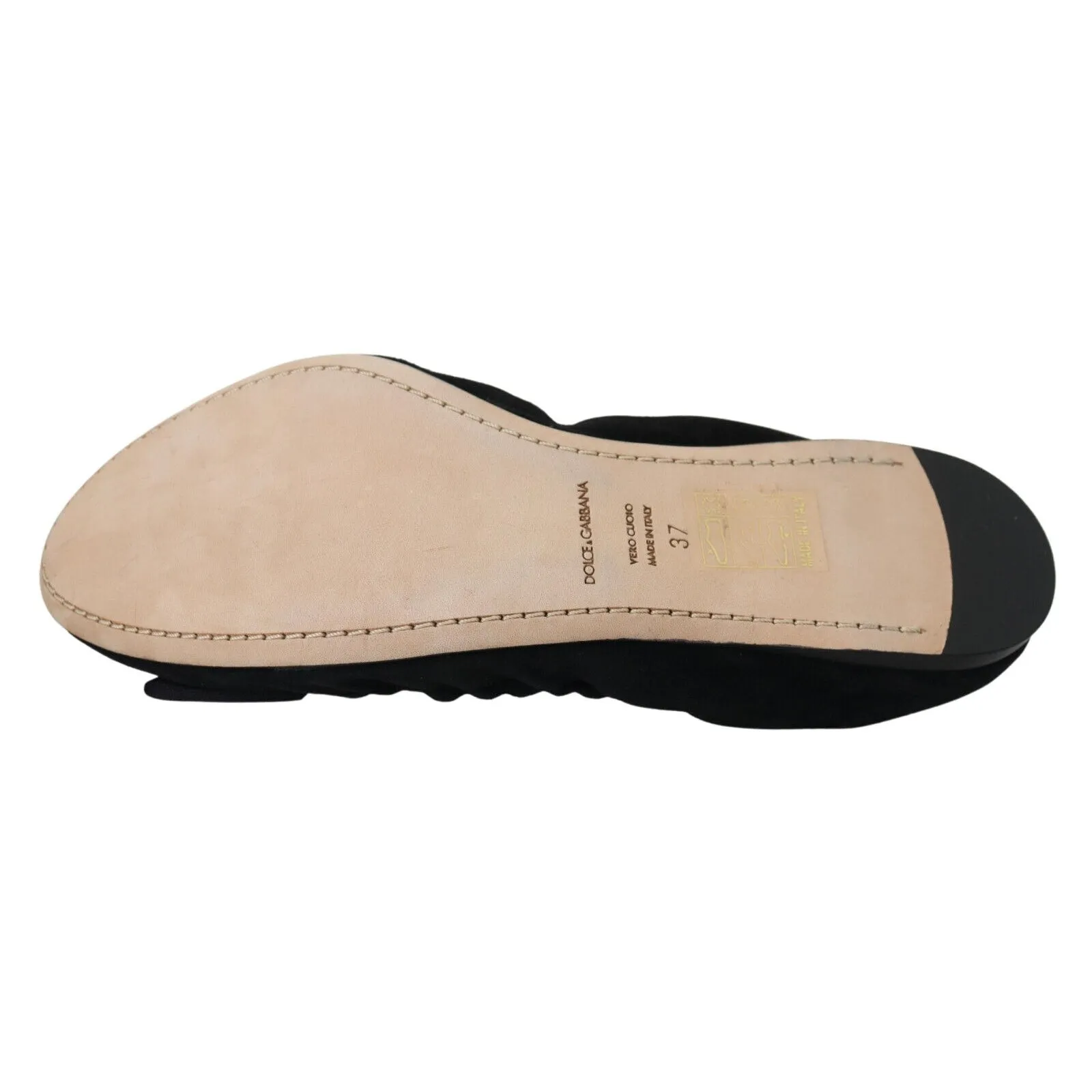 Dolce & Gabbana Elegant Black Suede Ballet Flats
