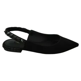 Dolce & Gabbana Elegant Silk Blend Slingback Flats with Crystals