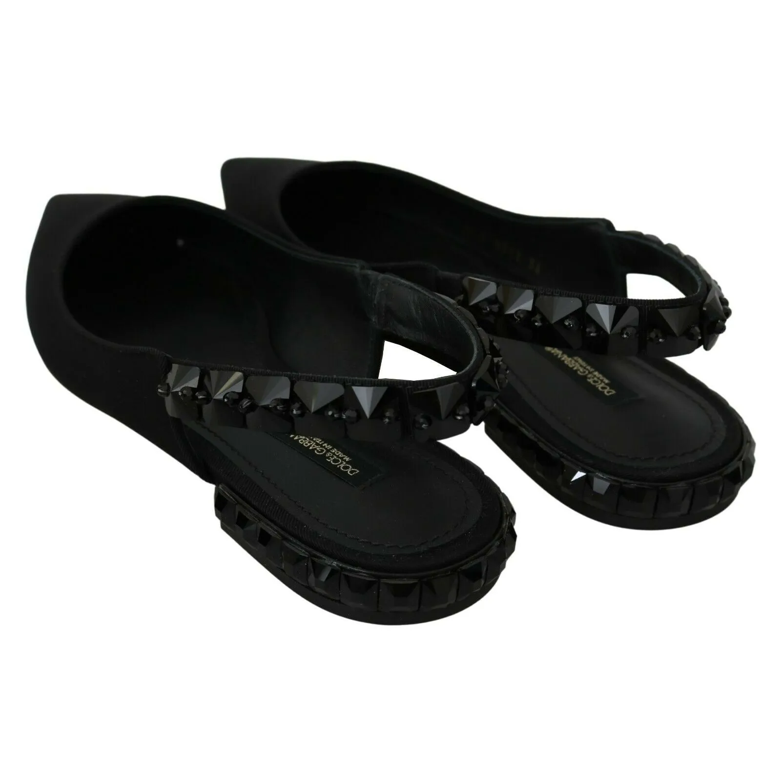 Dolce & Gabbana Elegant Silk Blend Slingback Flats with Crystals