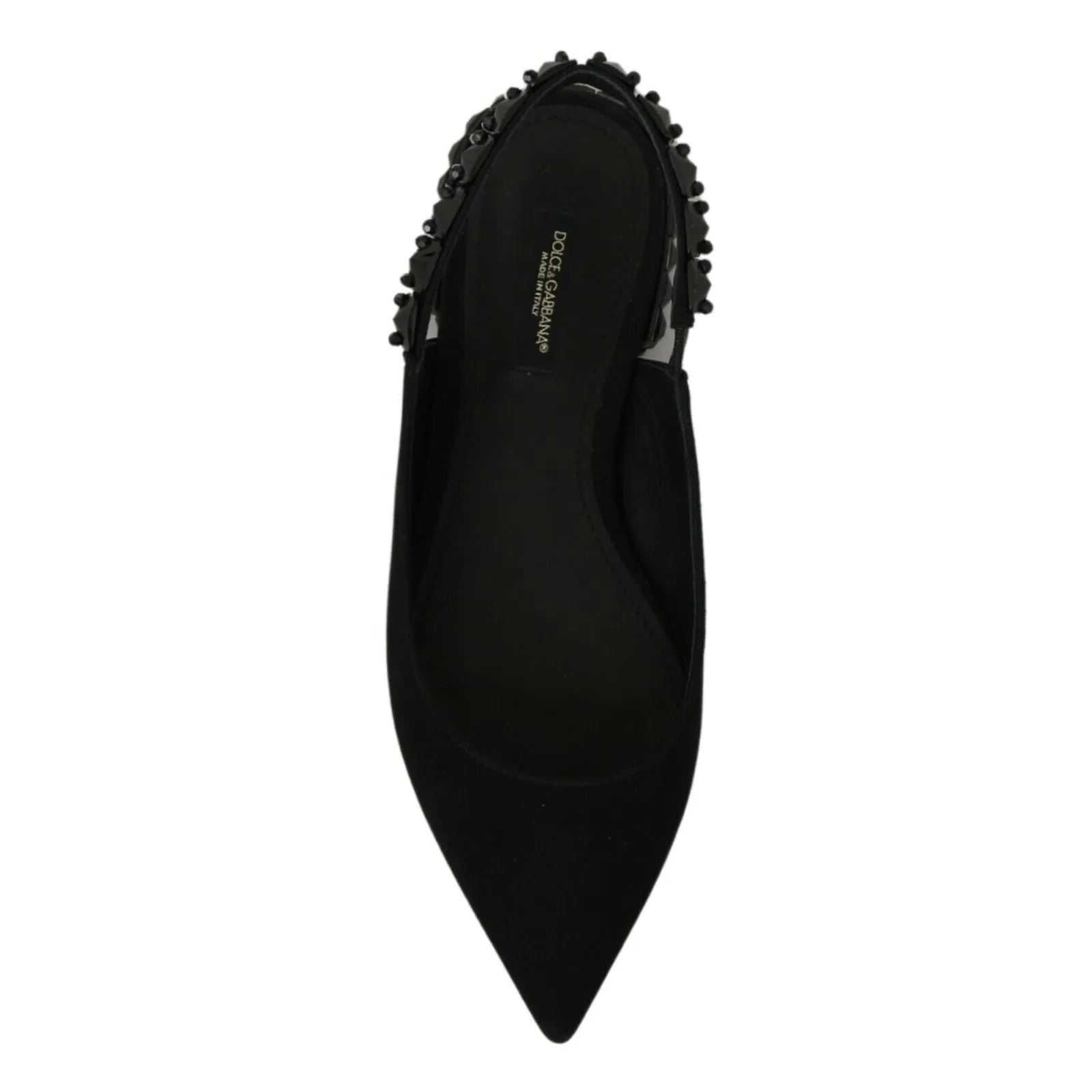 Dolce & Gabbana Elegant Silk Blend Slingback Flats with Crystals