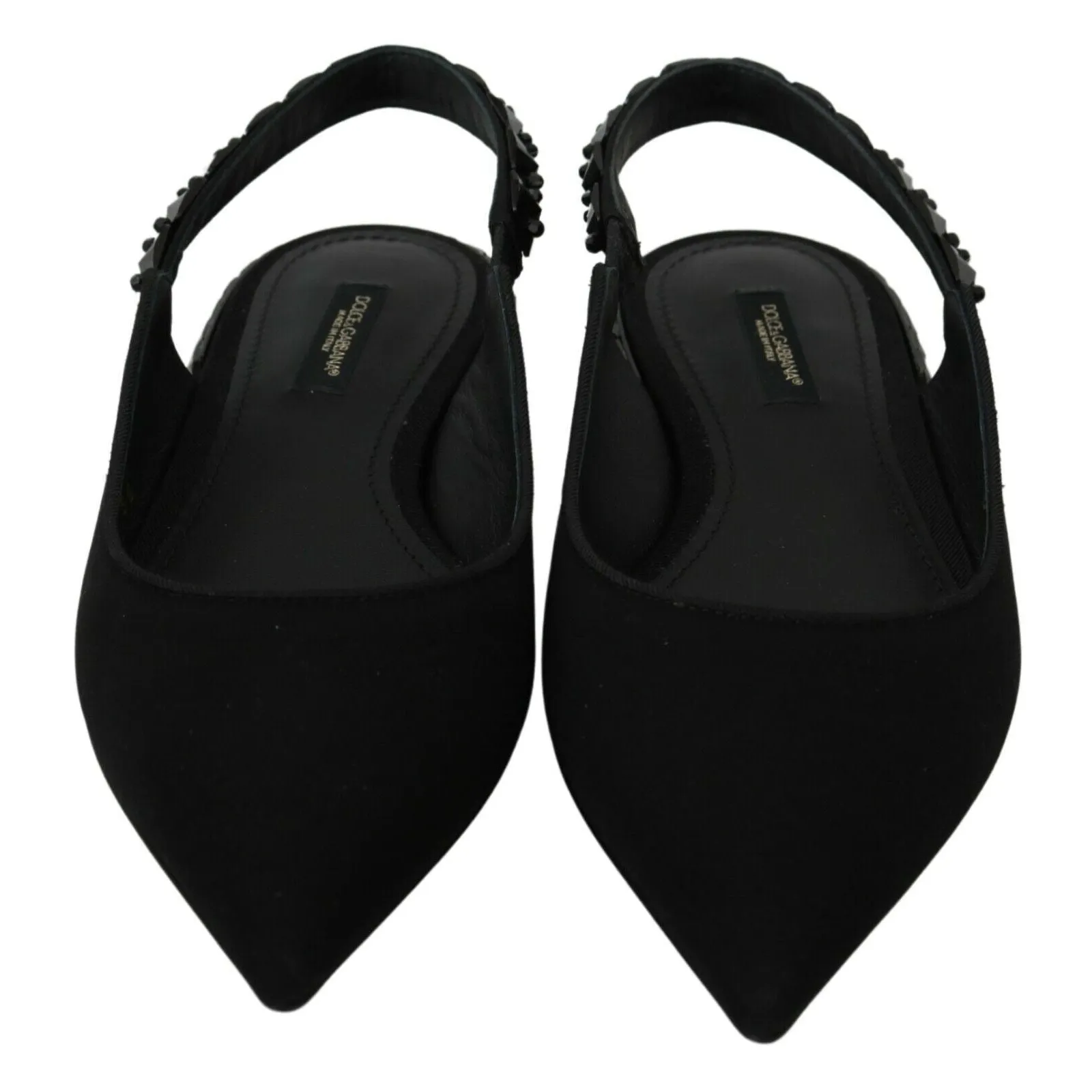 Dolce & Gabbana Elegant Silk Blend Slingback Flats with Crystals