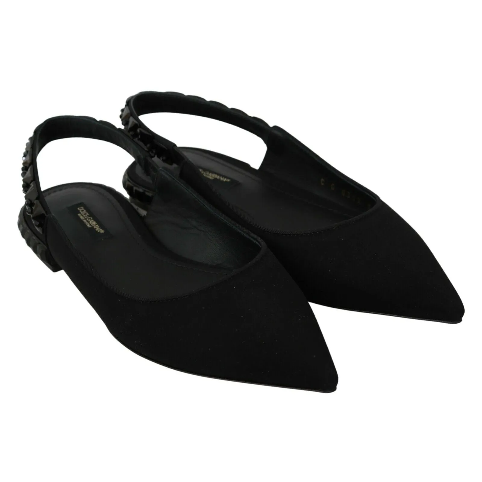 Dolce & Gabbana Elegant Silk Blend Slingback Flats with Crystals