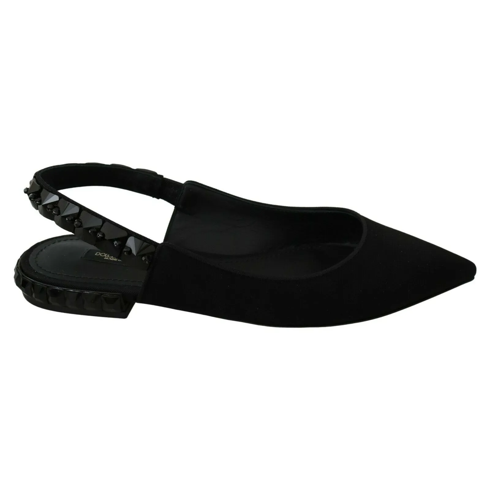 Dolce & Gabbana Elegant Silk Blend Slingback Flats with Crystals