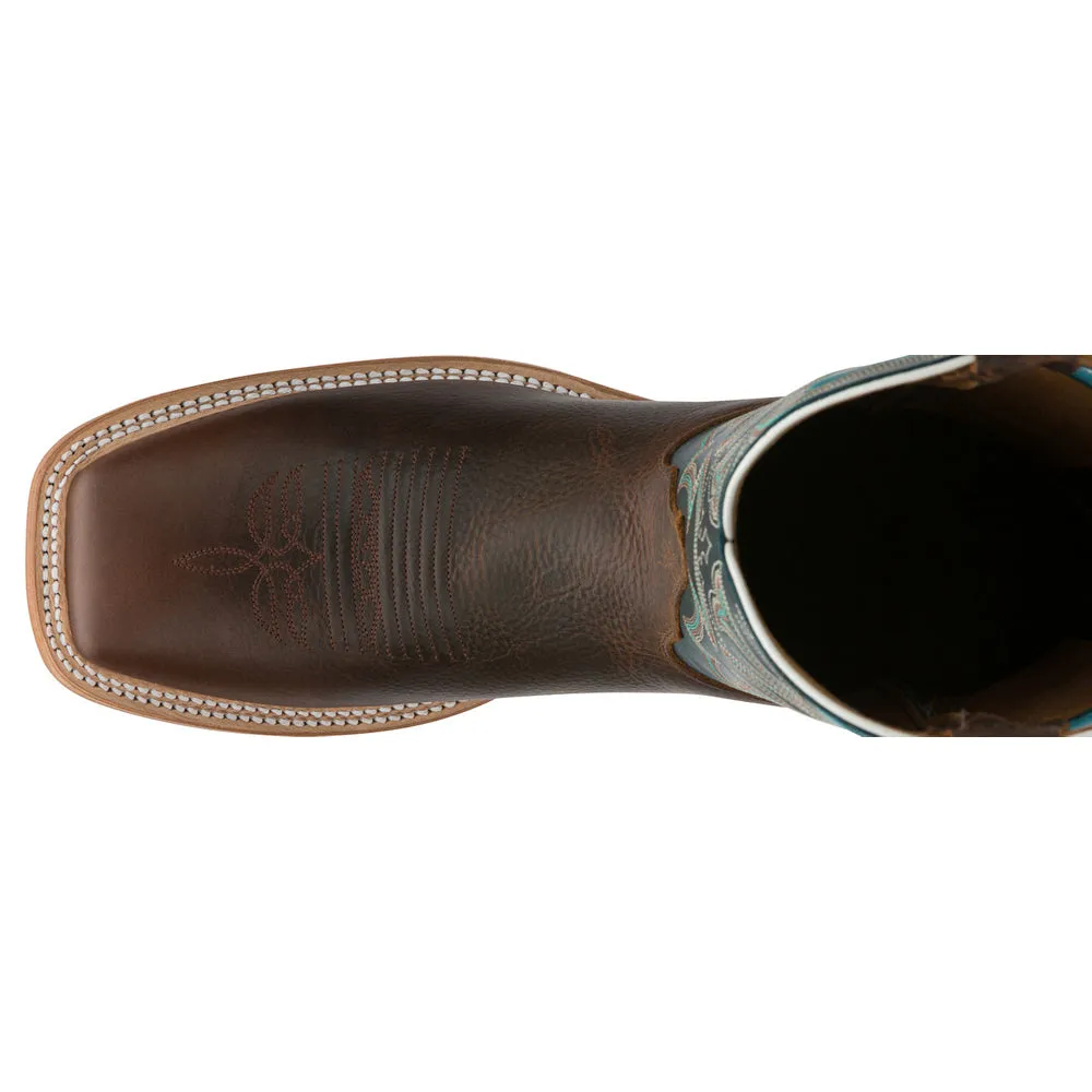 Drennan 11 Inch Embroidered Wide Square Toe Pull On Cowboy Boots