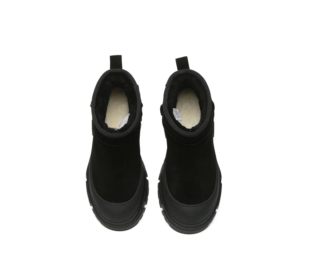 EVERAU® UGG Boots Sheepskin Wool Ankle Chunky Platform Mouni