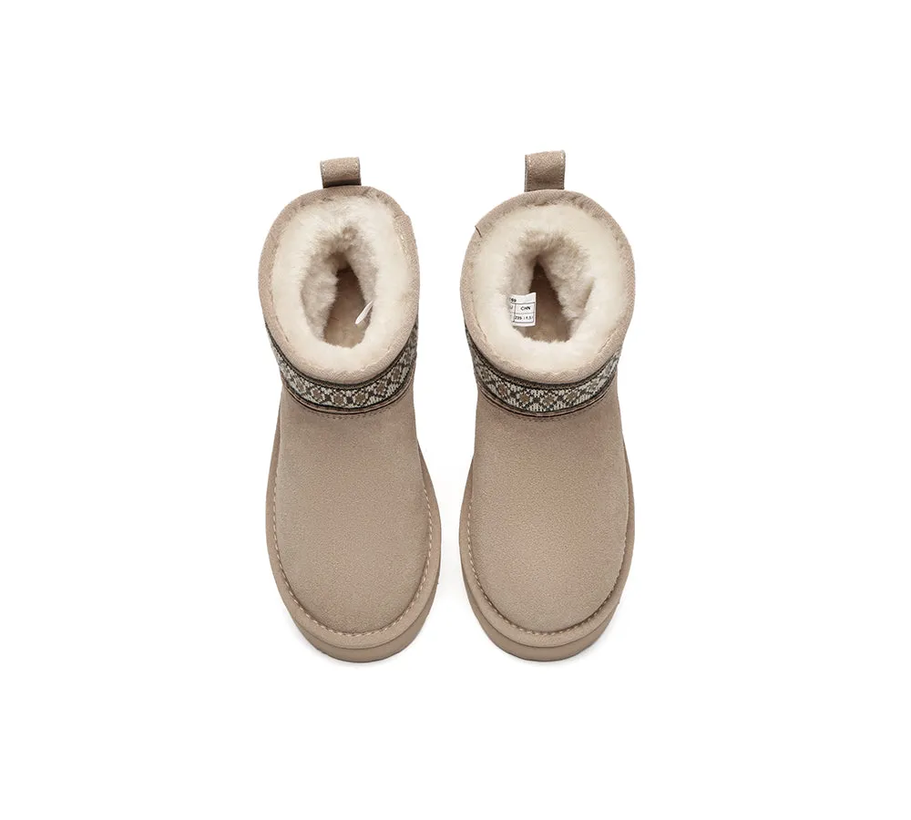 EVERAU® UGG Boots Sheepskin Wool Woven Ankle Platform Grantlee