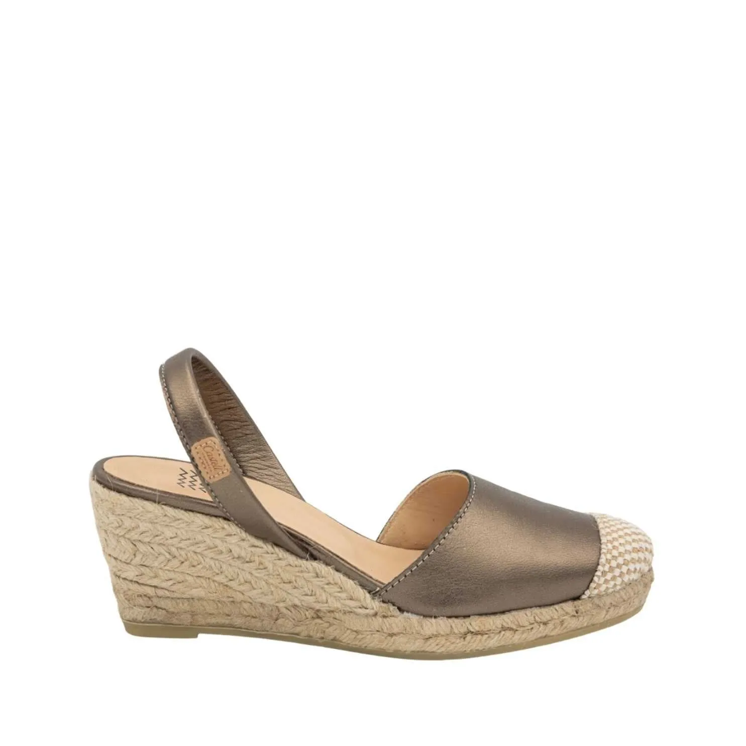 Frida Montada 1924 Metallic 5C: Sleek Closed Toe Leather Espadrille