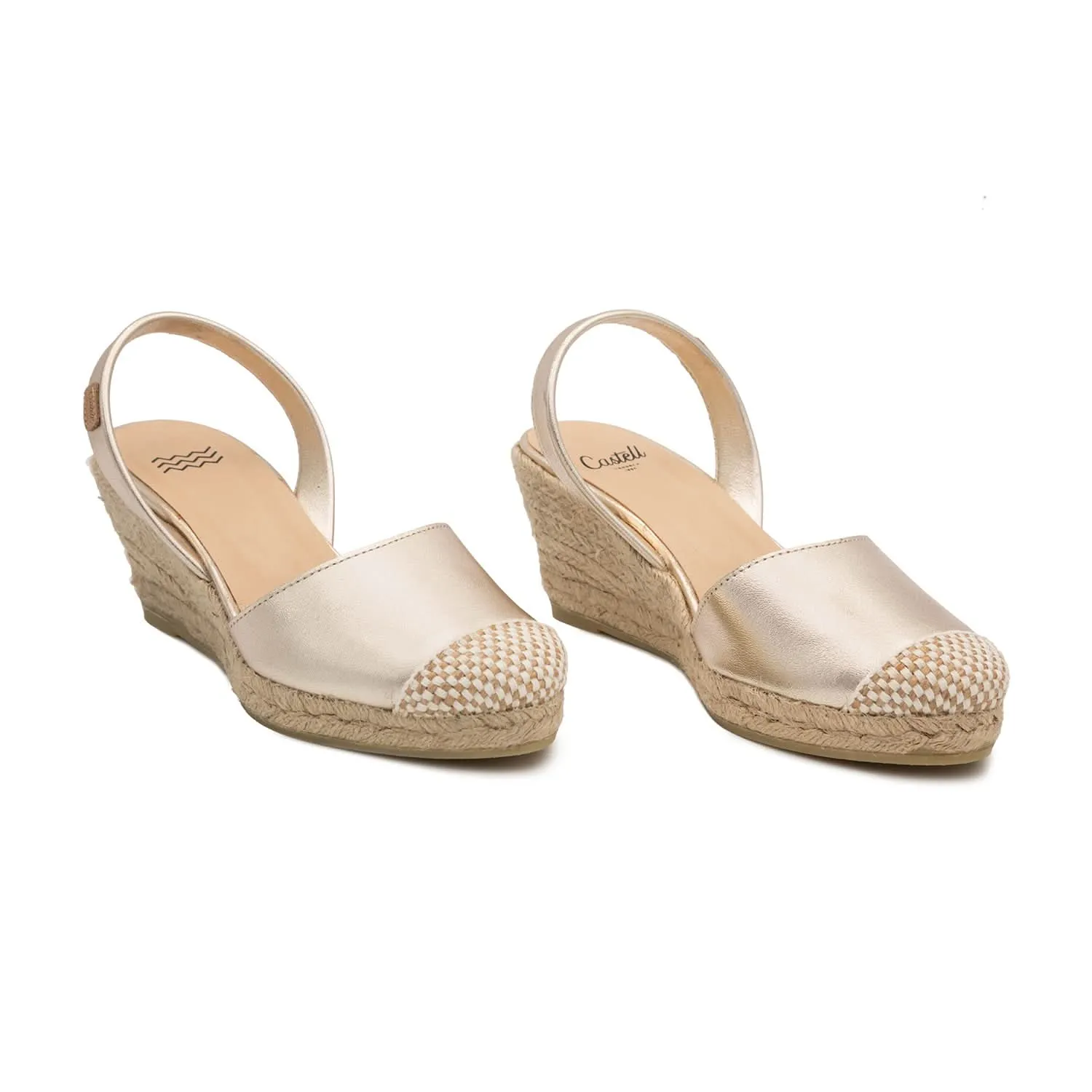 Frida Montada 1924 Metallic 5C: Sleek Closed Toe Leather Espadrille