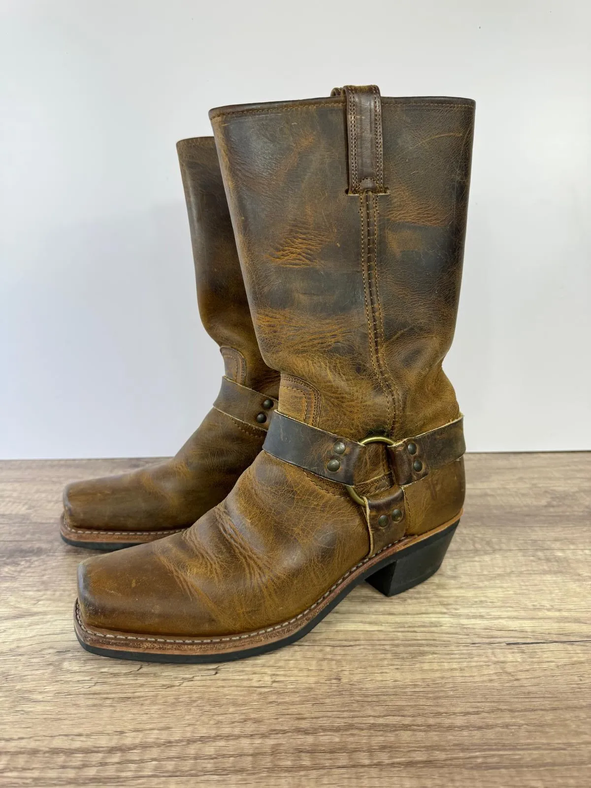 FRYE HARNESS LEATHER MOTO BIKER WESTERN BOOTS