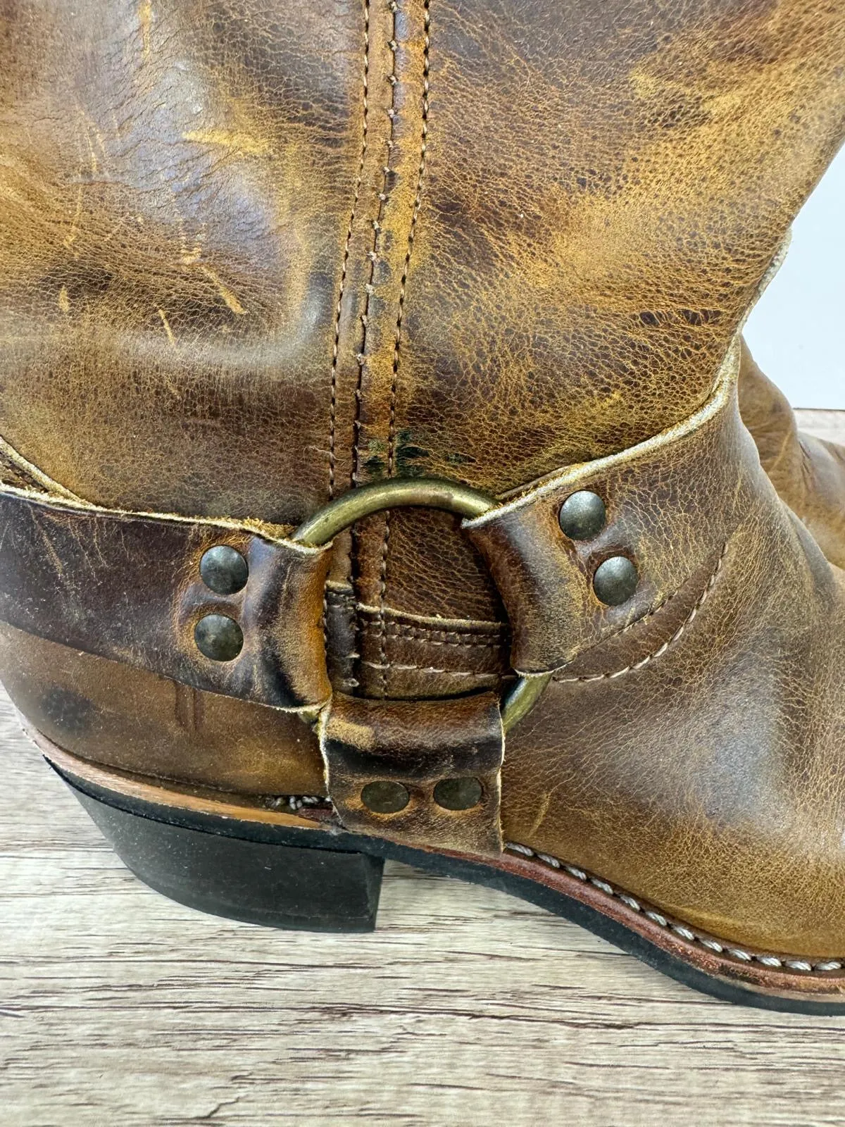 FRYE HARNESS LEATHER MOTO BIKER WESTERN BOOTS