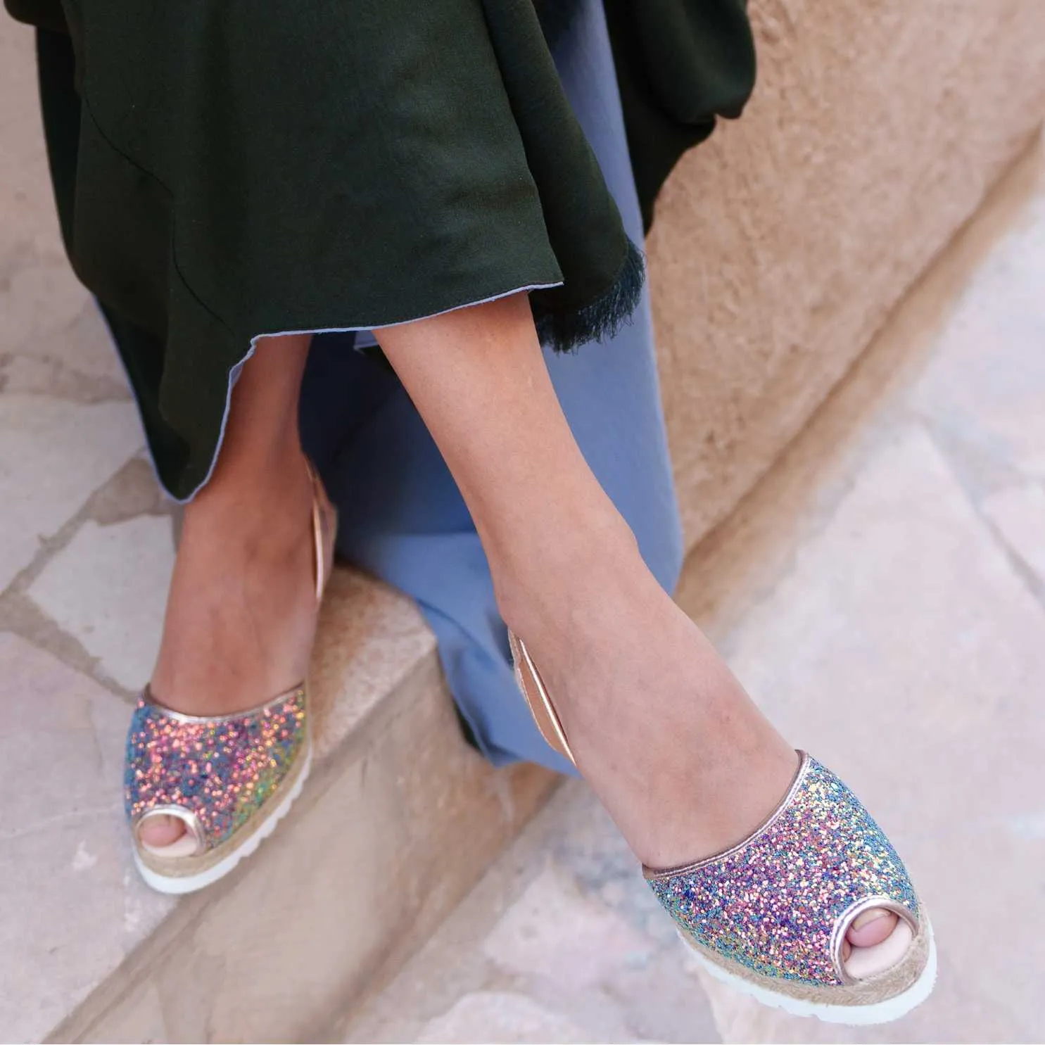 Glitter Leather Espadrille - Frida Montada 2006R Glitter