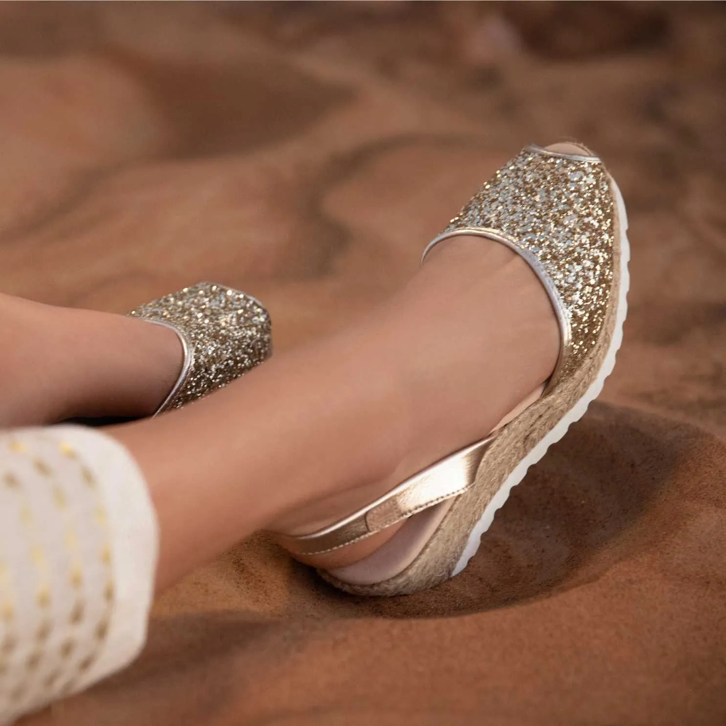 Glitter Leather Espadrille - Frida Montada 2006R Glitter