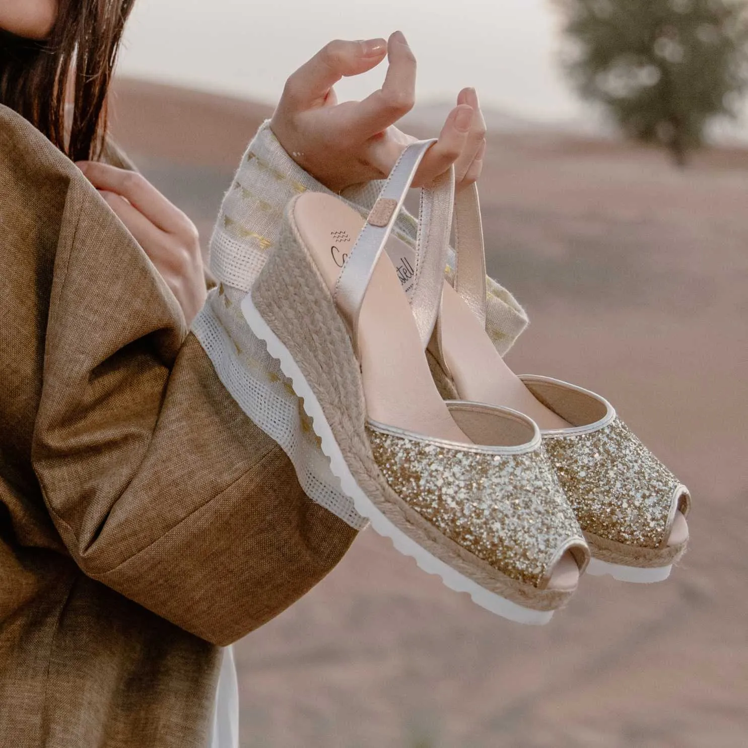 Glitter Leather Espadrille - Frida Montada 2006R Glitter