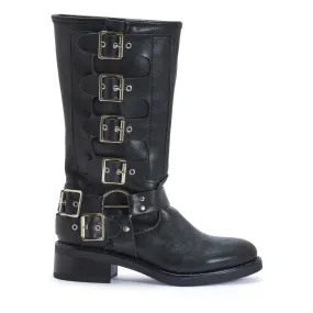 HARLEY1 BUCKLE DETAIL MID CALF BIKER BOOT
