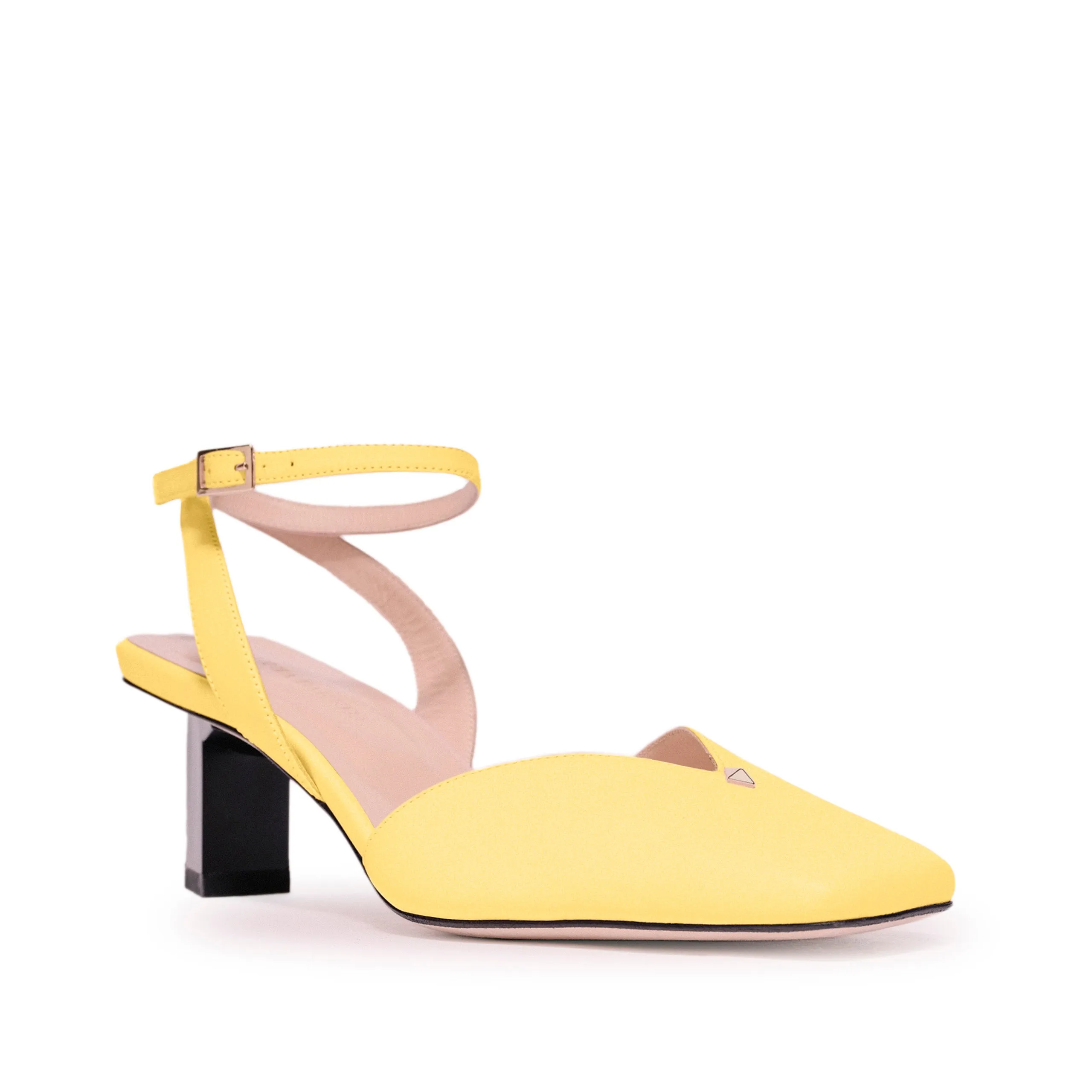 Hope Ankle Strap Low Heels in Yellow