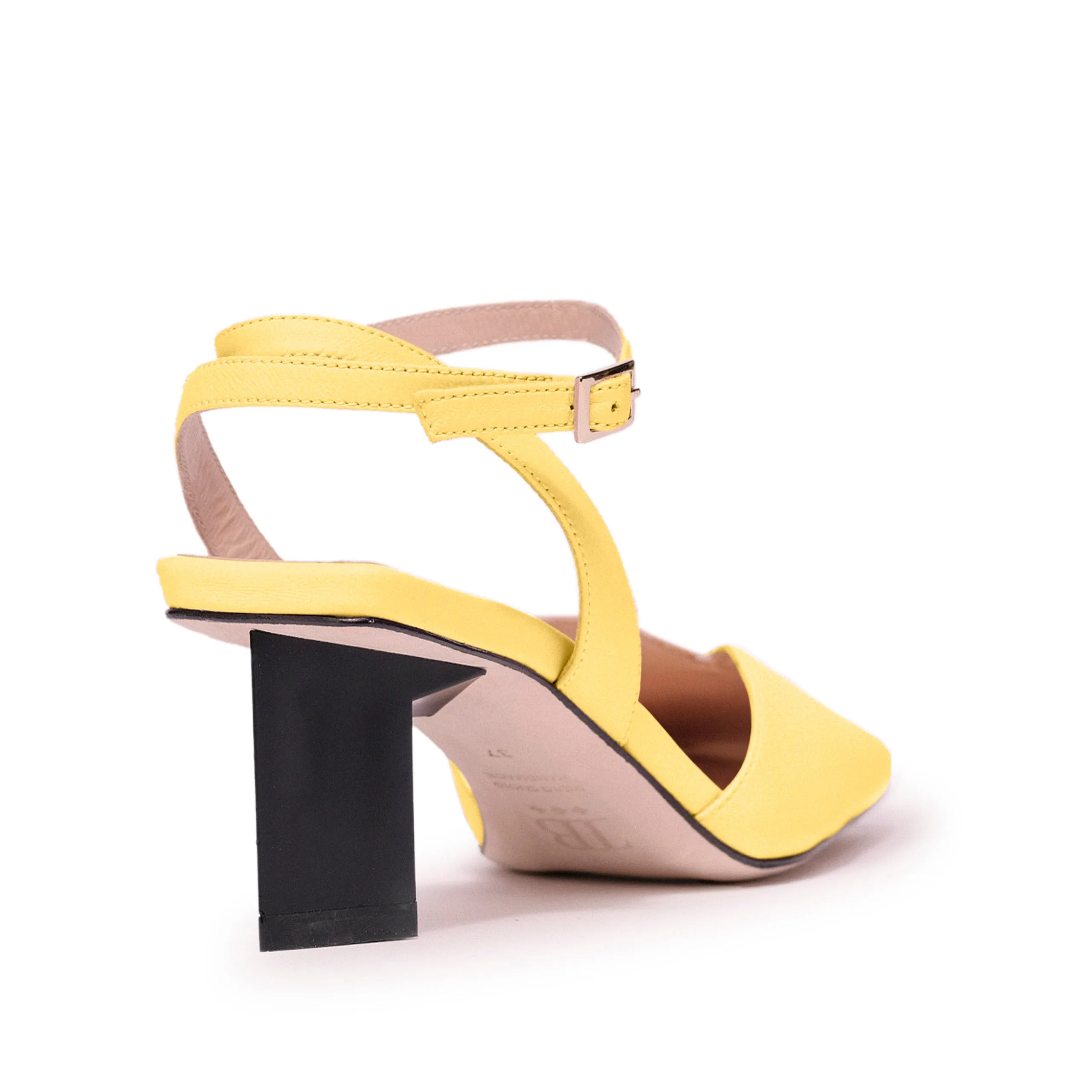 Hope Ankle Strap Low Heels in Yellow