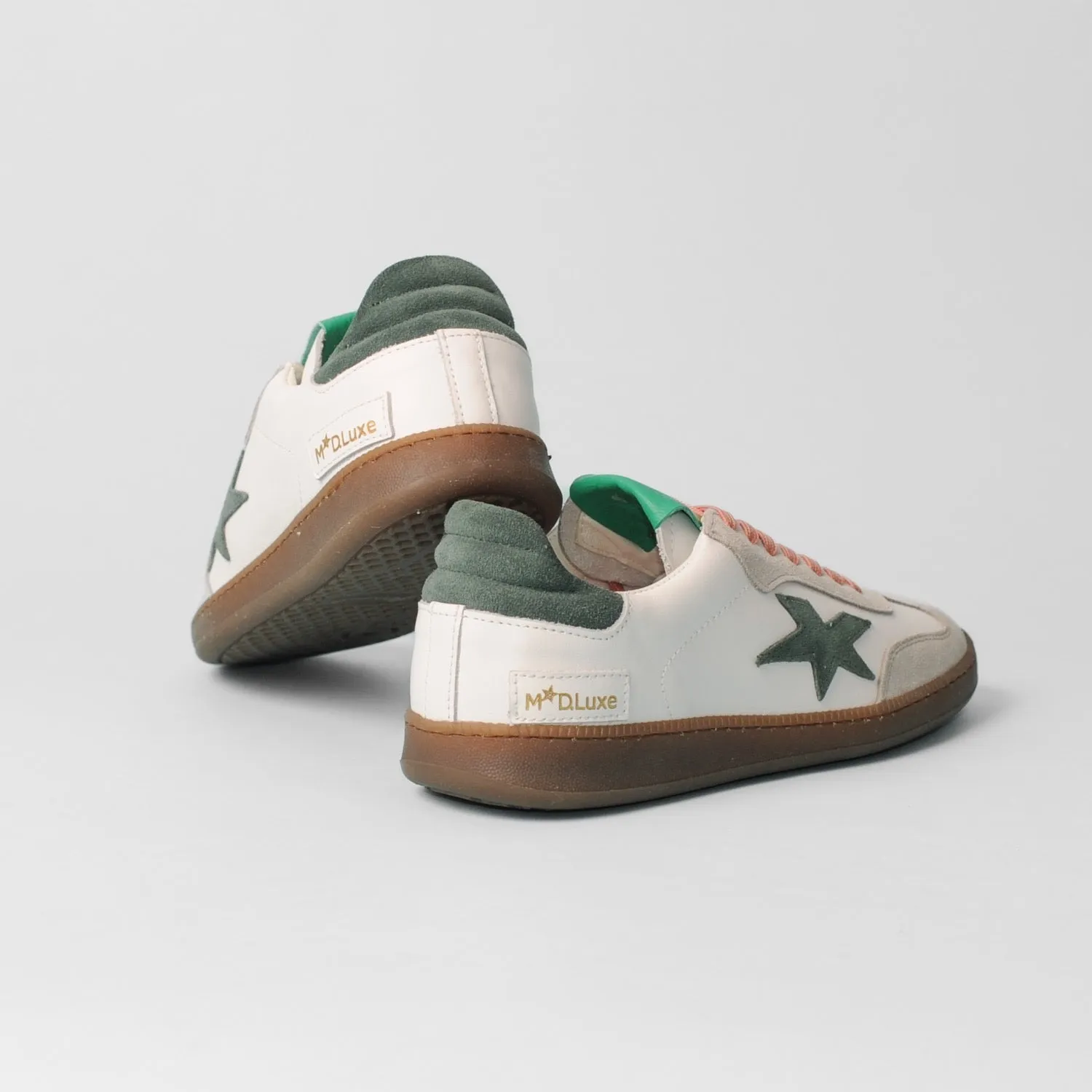 Meline - R 526 White and Green Retro Trainer