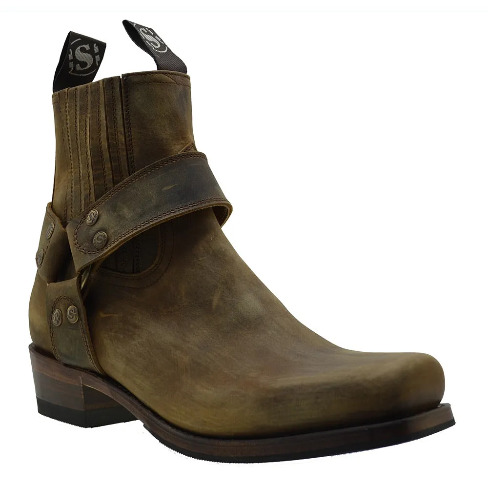 Men's Biker Boots Sendra 8286 Harness Mad Dog Tang Leather Cuban Heel