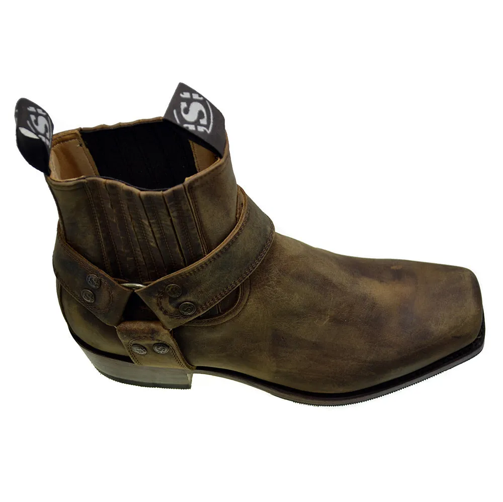 Men's Biker Boots Sendra 8286 Harness Mad Dog Tang Leather Cuban Heel