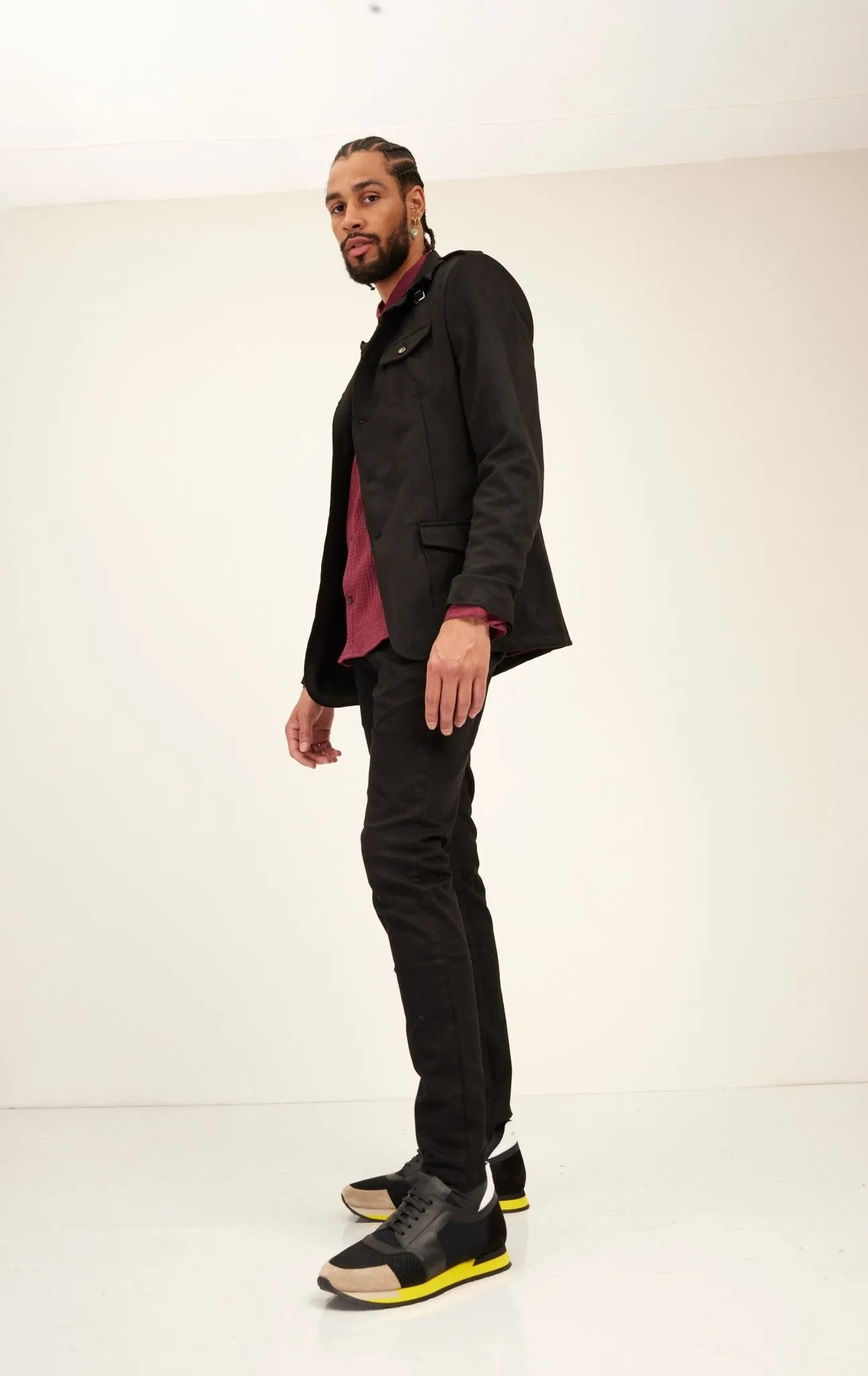 Microsuede Lightweight Safari Jacket - Black