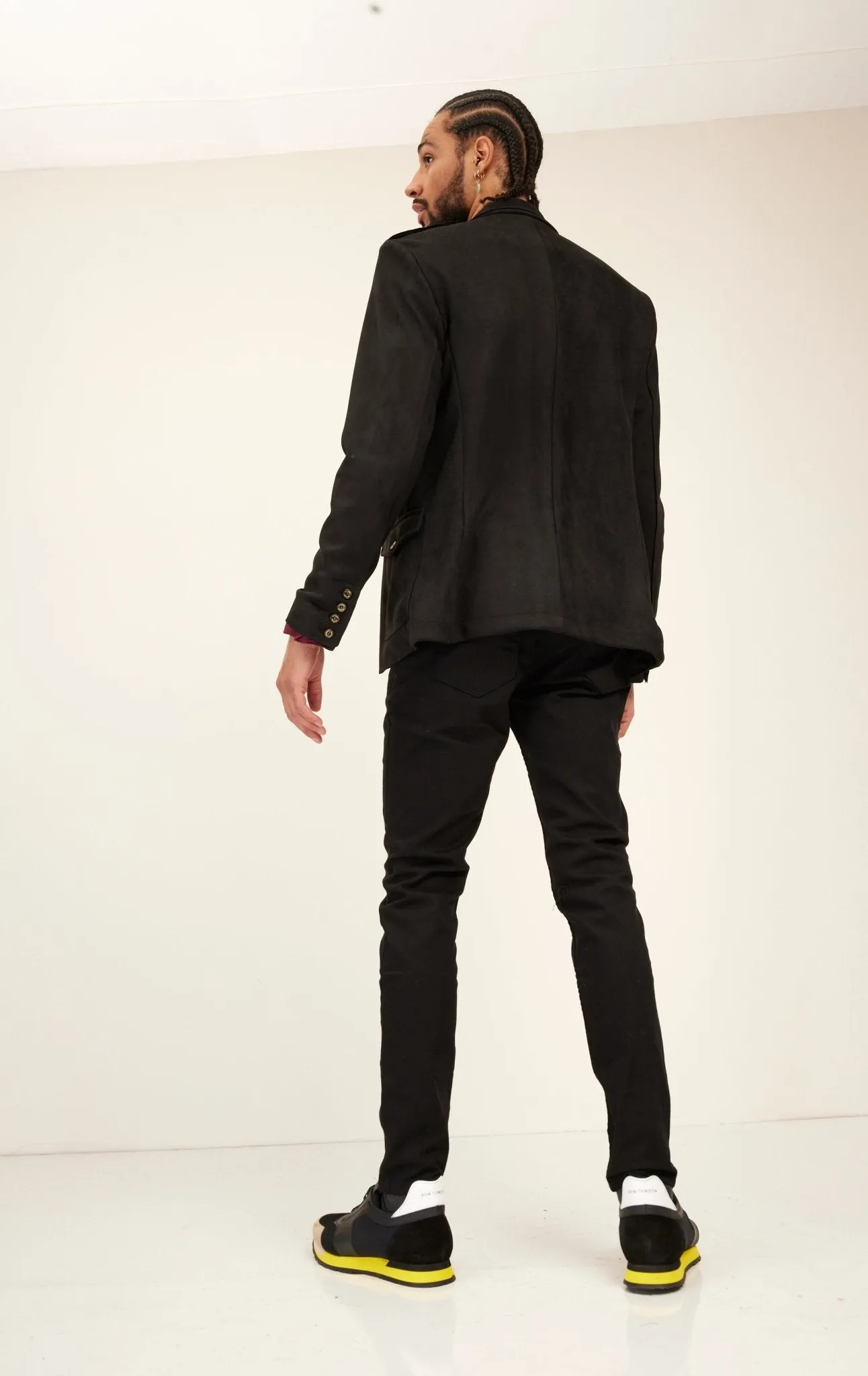 Microsuede Lightweight Safari Jacket - Black
