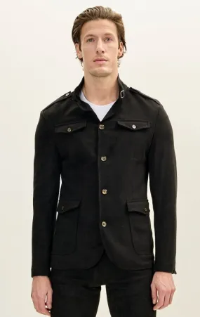 Microsuede Lightweight Safari Jacket - Black
