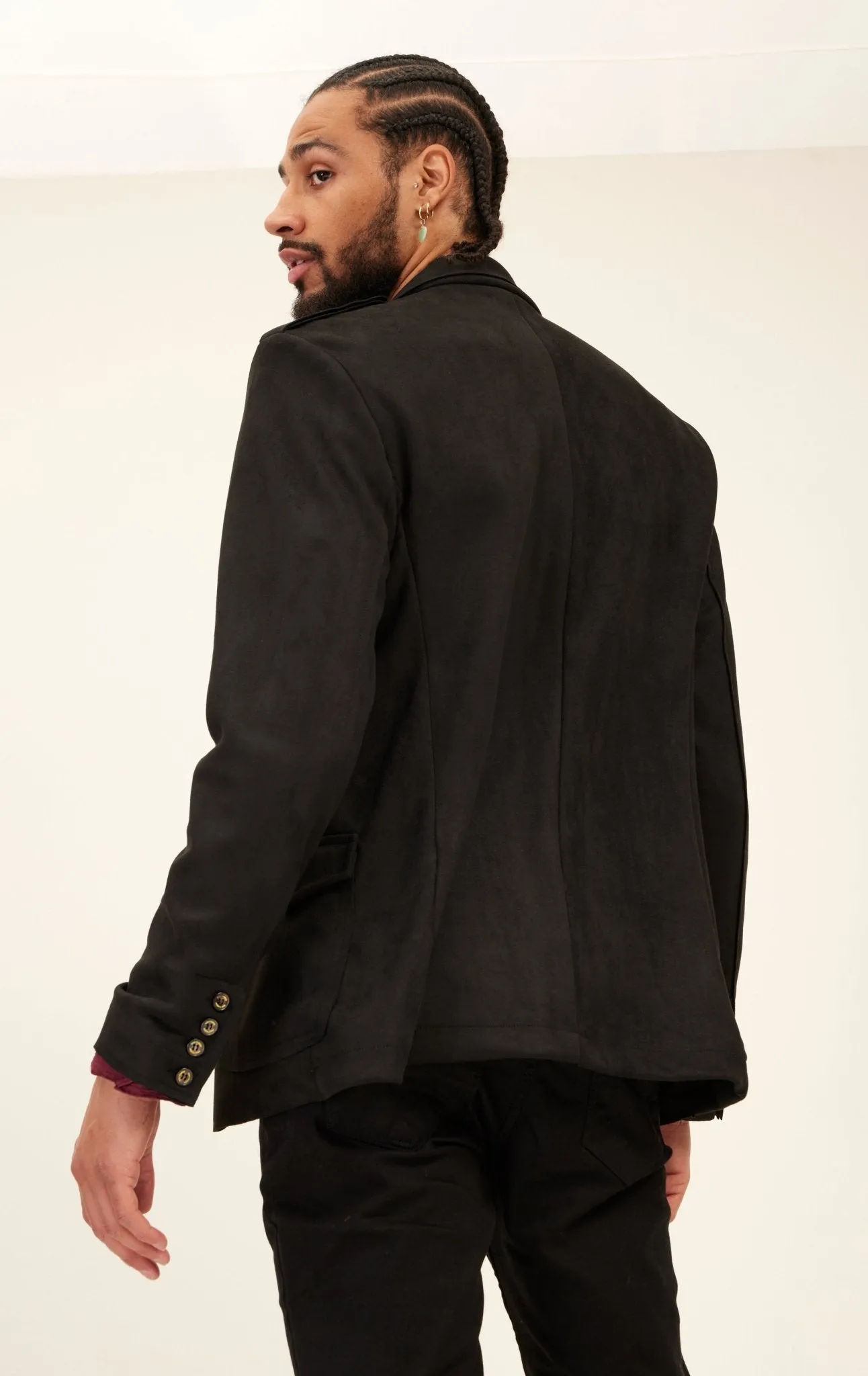 Microsuede Lightweight Safari Jacket - Black