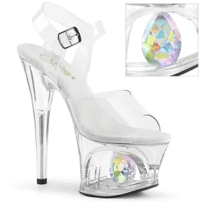 MOON-708DIA  Cut Out Clear Platform 7 Inch Stripper Shoe