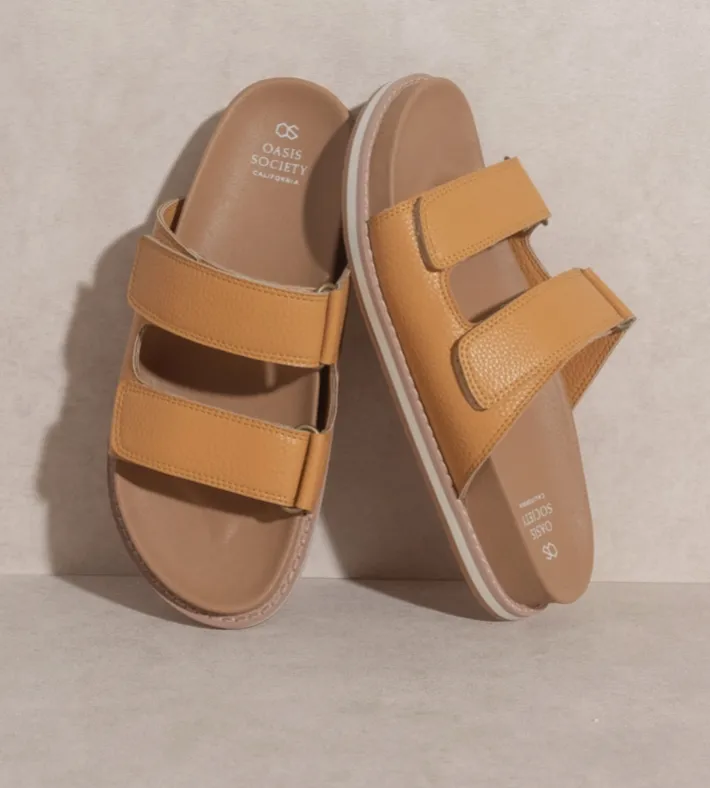 OASIS SOCIETY Sienna Cognac - Double Strap Slide Sandals