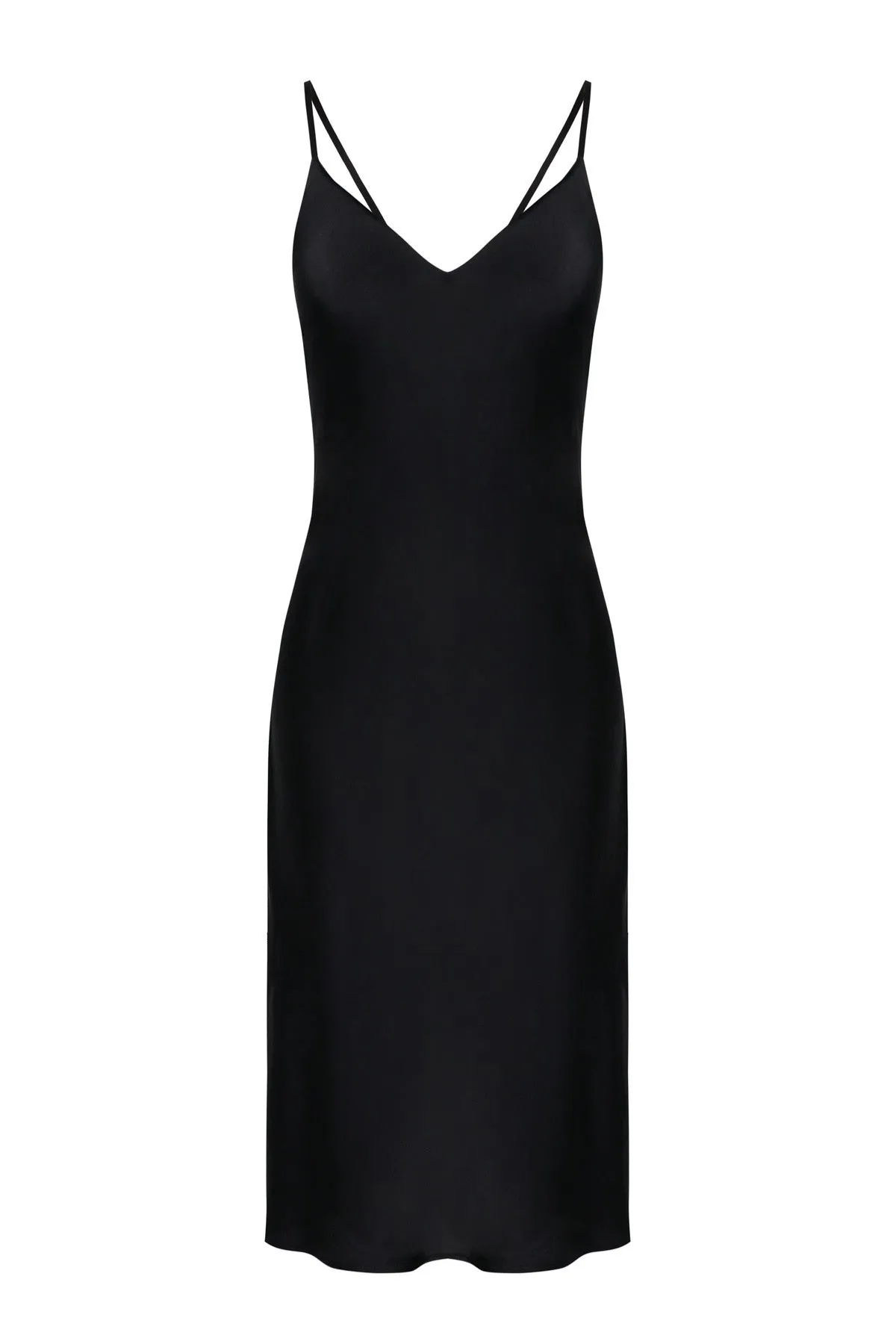 Organic Peace Silk Slip Midi Dress in Black