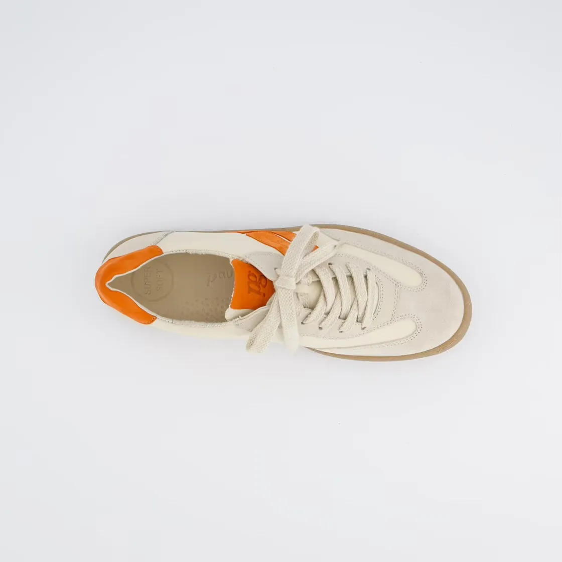 Paul Green - 5437 Cream and Orange Retro Trainer