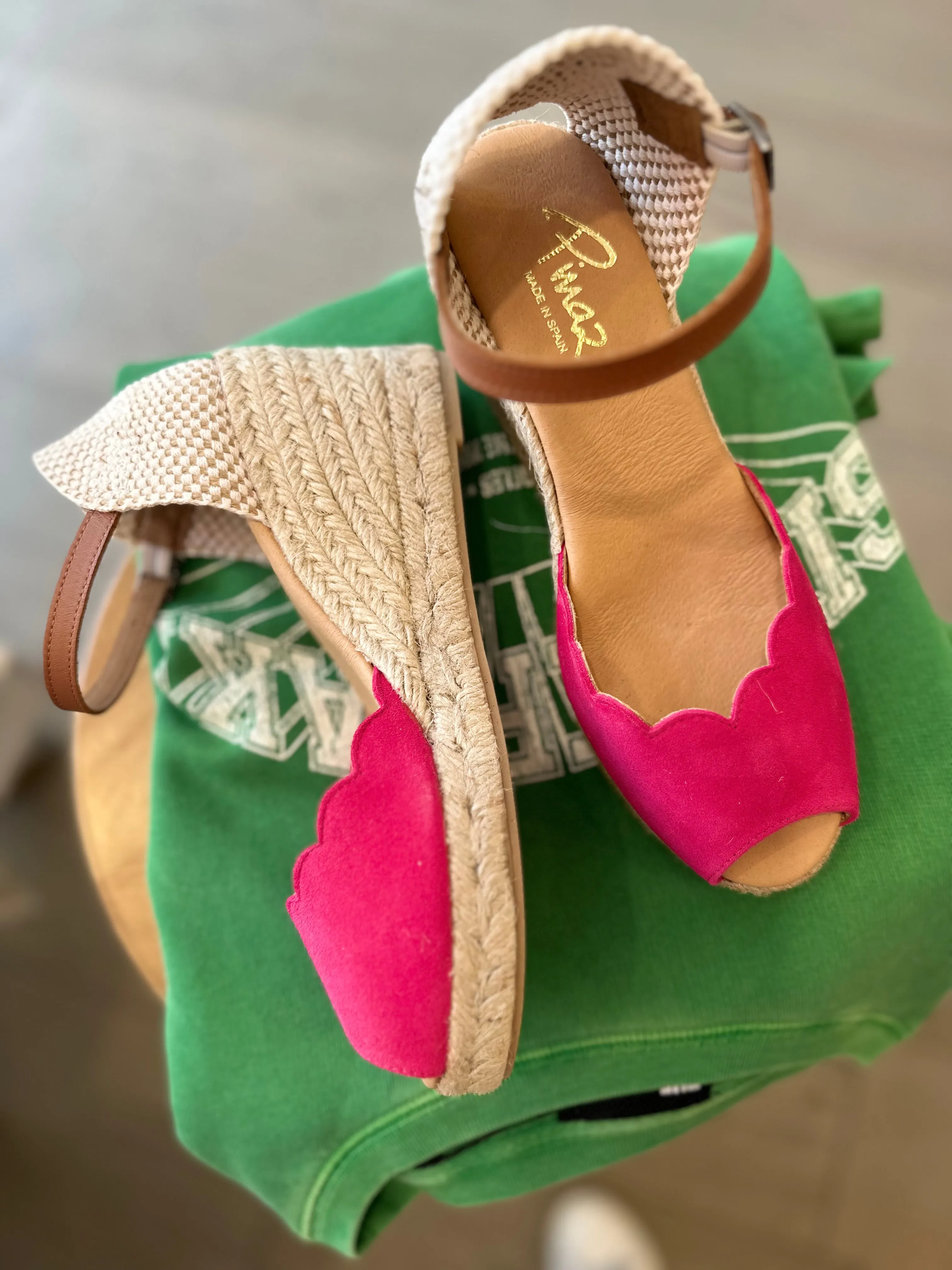 Pinaz Pink Suede Scallop Espadrille