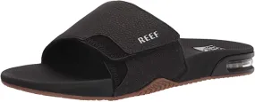 Reef Men's Fanning Slide Sandals- Black/ Silver