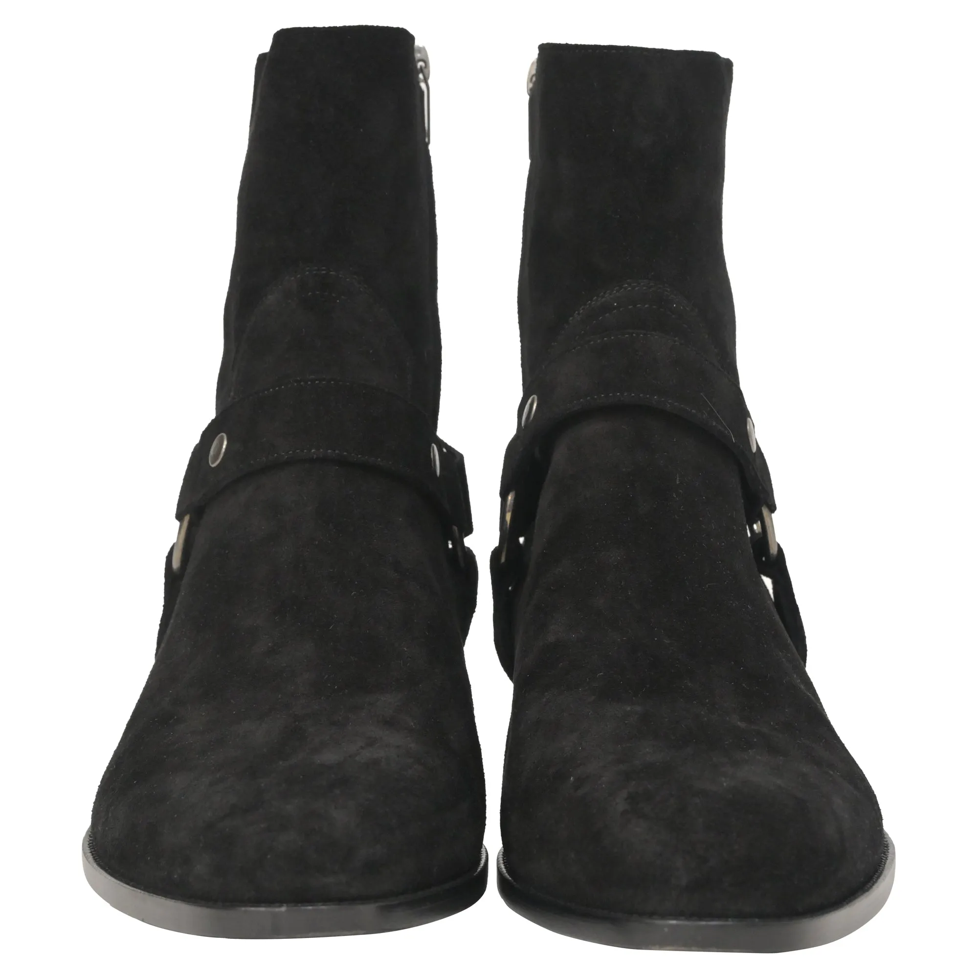 Saint Laurent Wyatt Harness Boots in Black Suede