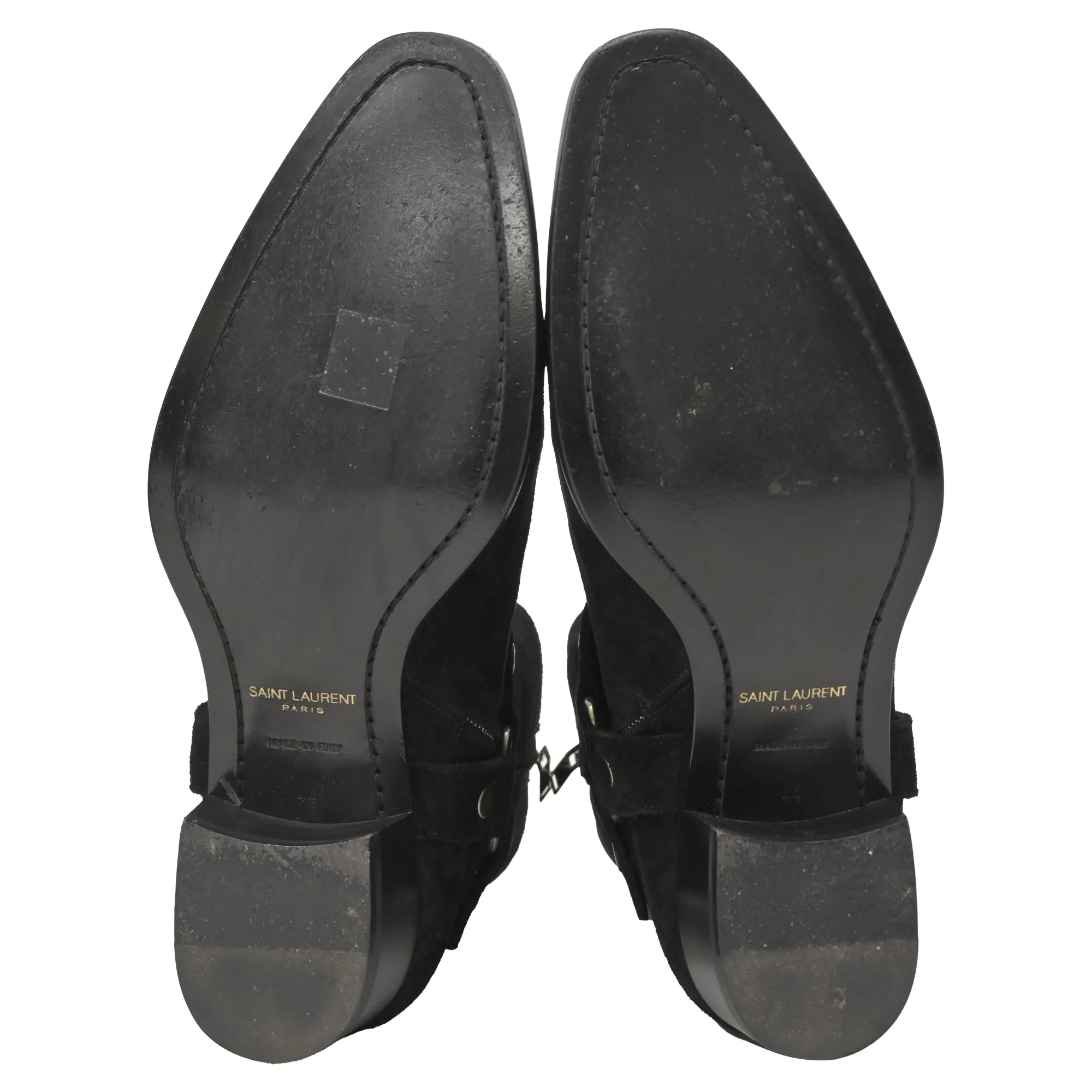Saint Laurent Wyatt Harness Boots in Black Suede