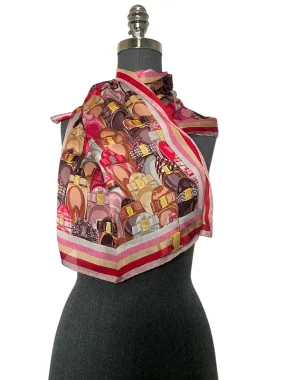 Salvatore Ferragamo Vara Bow Print Silk Oblong Scarf NEW
