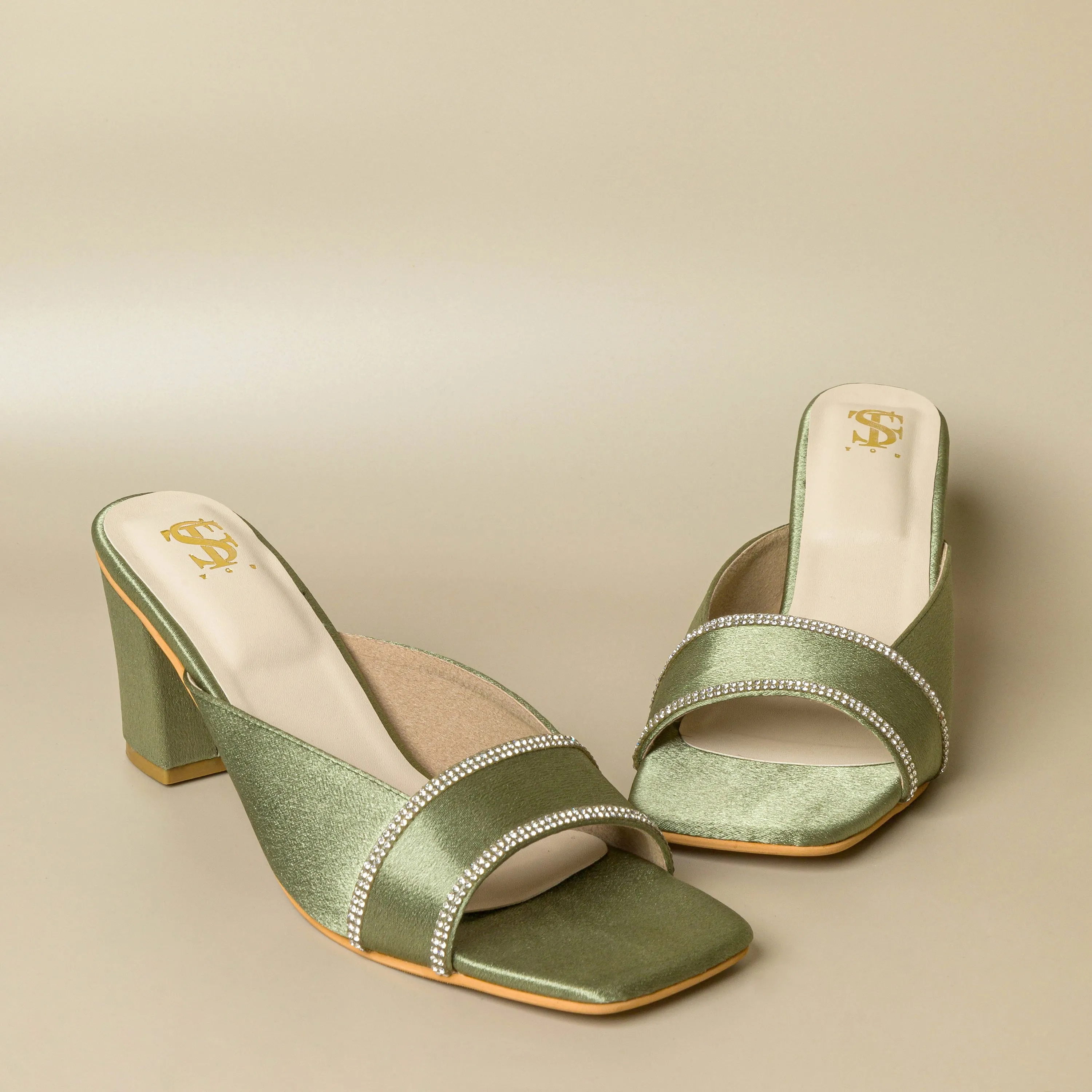 Satin Green Diamantine Blocks