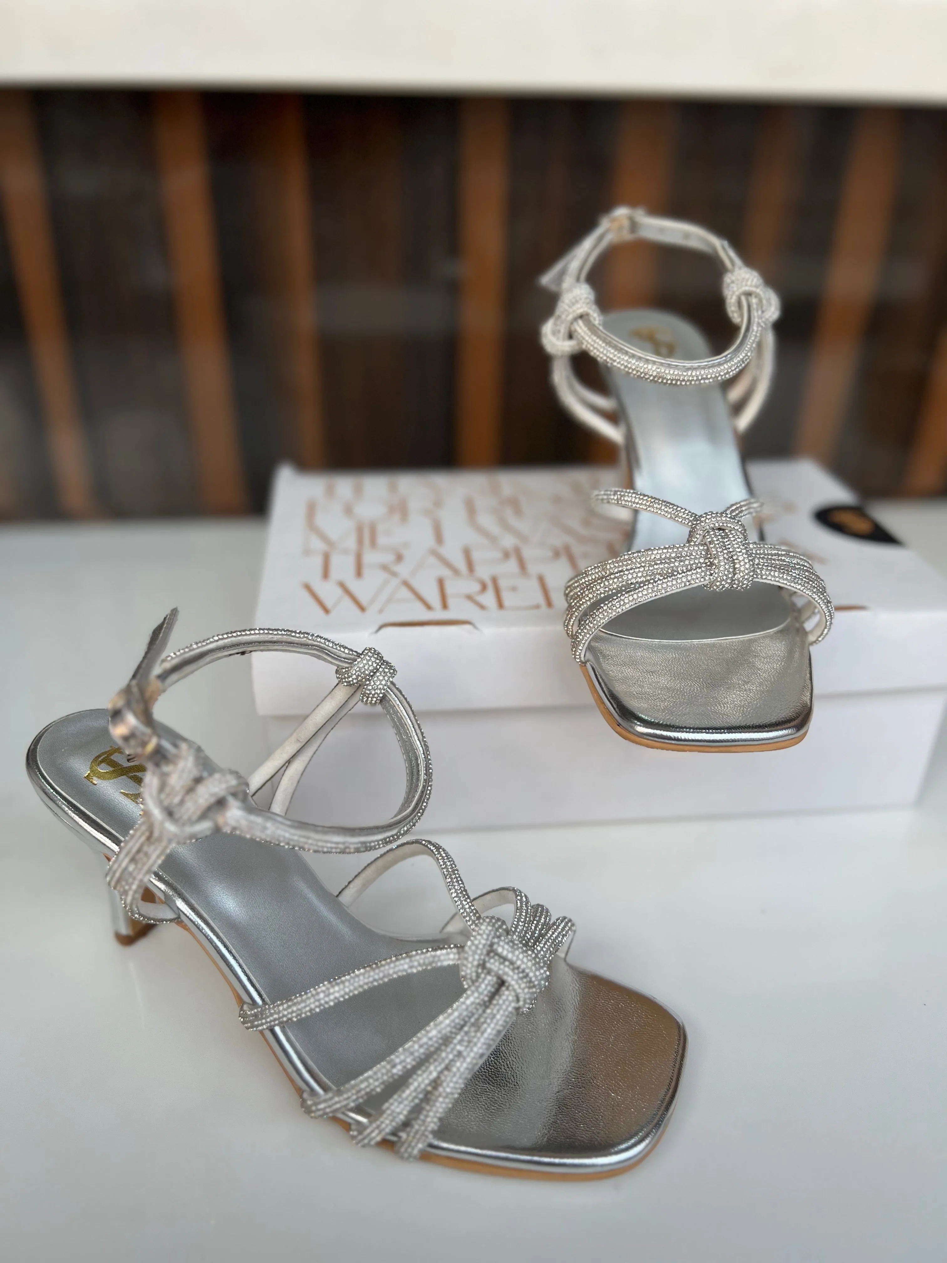 Silver Lacey tops Heels