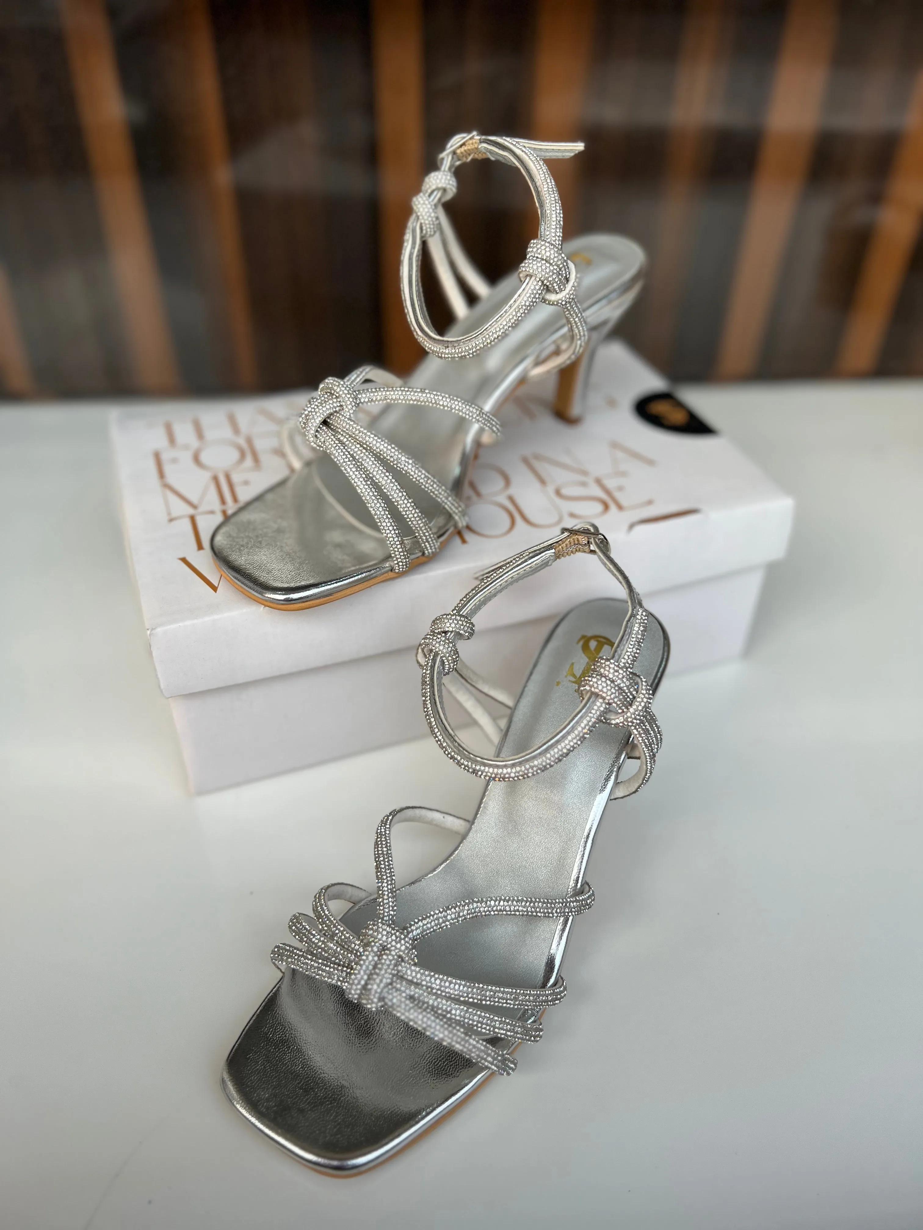 Silver Lacey tops Heels