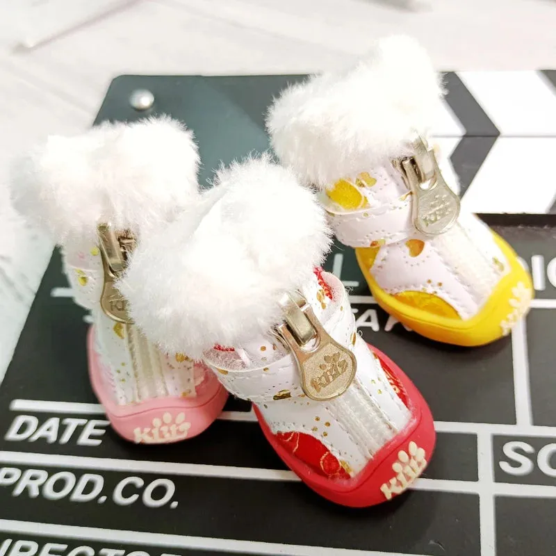 Snow Boots Shoes for Pets | 4pcs Anti-Skid Snow Footwear for Small Dogs, Cats & Puppies | Pet Accessories & Supplies