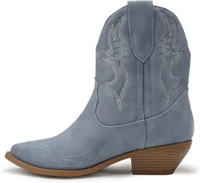 Soda Women Cowgirl Cowboy Western Stitched Ankle Boots Pointed Toe Short Booties Rigging-S Size 8